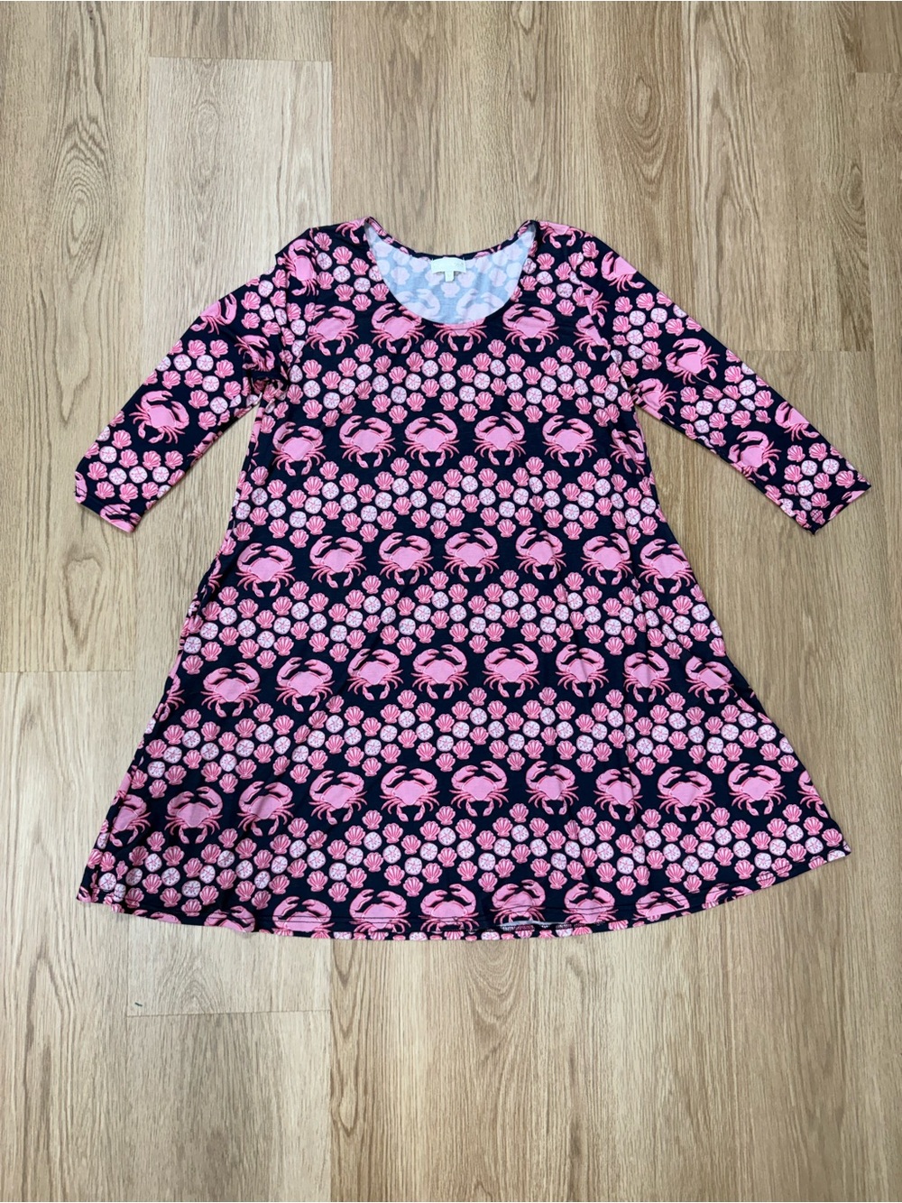 Simply Southern Navy and Pink Crab Beach Print Dress